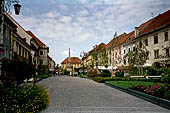 Austria, Carinzia. In bici da S. Veit al Castello di Hochosterwitz. La piazza principale di St Veit e municipio del XV sec.