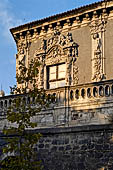 Catania Palazzo Biscari - the richly carved stone decorations of the faade overlooking the port on the 'marina arches'. 