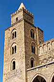 The cathedral of Cefal - The towers, lightened by mullioned windows, are different one from the other. 