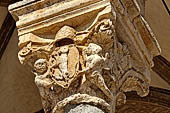 The cathedral of Cefal - Capitals of the portico with the bishop's coat of arms. 