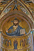 The cathedral of Cefalù - The mosaics of the apse, Christ Pantocrator dominates from the apse dome.