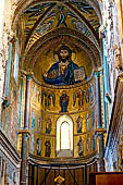 The cathedral of Cefal - The mosaics of the apse, Christ Pantocrator dominates from the apse dome.
