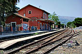 Circumetnea, the narrow gauge railway that runs around the large cone of Mount Etna. This is the Station of Giarre.