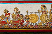 Detail of a panel from the Bale Kambang, Floating Pavilion, in the Kerta Gosa complex, Klungkung Semarapura, Bali. This panel depicts a scene from the Pan and Men Brayut story. 