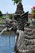 Tirtagangga, Bali - Details of the various fountains pouring water in the ponds.