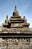 Borobudur - detail of the outer balustrade of the galleries. 