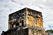 Chichen Itza - The Ball Game, the Upper Temple of the Jaguars. The base of the columns are serpents heads. 