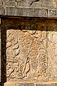 Chichen Itza - The Platform of the Eagles and Jaguars. Bas-relief of a jaguar devouring the heart of a defeated victim. 