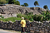 Ruins of the massive Maya pyramid, Kinich Kakm, in Izamal