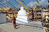 Bodhnath - the stupa is surrounded by buildings that form a circular a courtyard. 