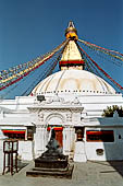 Bodhnath - the stupa is surrounded by an external wall with 147 prayer wheels. 