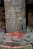 Changu Narayan - detail of the pillar bearing the oldest inscription of the Kathmandu valley, made by a Licchavi king in the AD 464. 