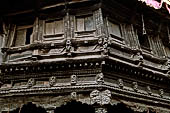 Kathmandu - from Asan Tole to Durbar Square. Krishna temple elaborate wood carvings.