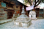 Kathmandu - courtyard of Itum Bahal with the ancient Kichandra Bahal (closed).