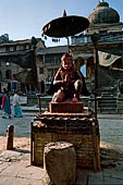 Patan - North of Durbar Square, Swotha Tole, Garuda facing the Narayan Mandir.