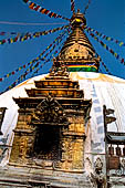 Swayambhunath - The white dome of the stupa with the famous eyes of Wisdom and Compassion of God and the golden pinnacle with thirteen rings.