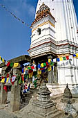 Swayambhunath - The white shikhara temples at the sides of the stupa.
