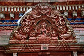 Sankhu - Vajra Jogini Temple. Wooden torana of the two-tiered pagoda temple dedicated to Ugratara. 