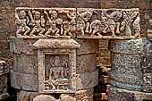 Ratnagiri - The main monastery. Stone sculptures of the courtyard. Decorative details. 