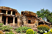 India Orissa Bubaneswar Udaigiri and Khandagiri caves stock photographs