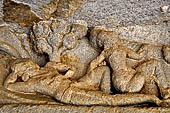 Udaigiri Ganesh Gumpha cave 10 - the left tableau - the abduction of the woman, detail of the reclining man.