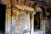 Khandagiri hill, Tatowa Gumpha n.1  the 'Parrot Cave', decorations of the cell doorways.
