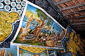 Aluvihara cave temples - Cave 1. Details of the paintings of the cave entrance. 