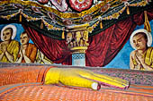 Aluvihara cave temples - Cave 1. Detail of the reclining Buddha statue. 