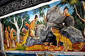 Aluvihara cave temples - Cave 1. Details of the paintings of the cave entrance. 