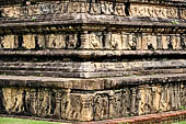Polonnaruwa - the Citadel, the Council Chamber. Friezes of the platform with dwarfs, lions and galumphing elephants. 