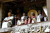 Londa - The entrance to the cave is guarded by a balcony of tau tau. 