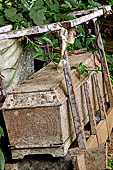 Londa - Burial places, coffins suspended on wooden beams 
