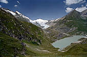 Austria Alti Tauri dal Gross Glokner al Salm Hutte, Vista del Pasterzeenkees dallo Stockerscharte.