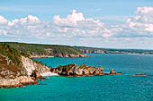 Penisola di Crozon, Finistère. Escursione a Cap le Chevre. Ile de Vierge sulla costa est della penisola.