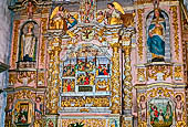 Il complesso parrocchiale, enclos, di Lampaul-Guimiliau. Chiesa di Notre-Dame, retablo della Passione. 