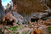 Supramonte. La dolina di Tiscali col villaggio nuragico.