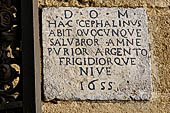 Cefal - the old medieval 'lavatoio' the public wash. The inscription at the entrance.