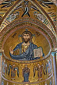 The cathedral of Cefal - The mosaics of the apse, Christ Pantocrator dominates from the apse dome. 