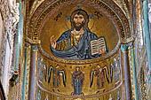 The cathedral of Cefal - The mosaics of the apse, Christ Pantocrator dominates from the apse dome. 