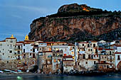 Cefal - the houses of the old town at the last sunset light. 