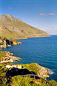 La riserva dello Zingaro, panorama da Punta Leone, sullo sfondo il monte Passo del Lupo (868 metri).