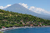 The Amed coast with the Gunung Agung in the distance.