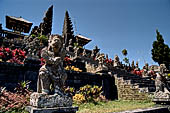 Mother Temple of Besakih - Bali. Mythological figures from the Mahabharata epic on the terraces at the entrance to Pura Penataran Agung.