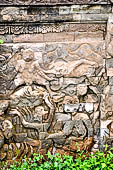Pura Dalem of Sangsit - Details of the bas-reliefs of the temple front wall with erotic pictures and gruesome depictions of the hell. 