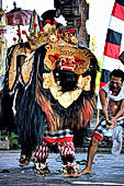 Barong dance - soldiers cursed by Rangda wanted to kill themselves but Barong casted a spell that turned their body resistant to the sharp keris.