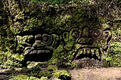 Goa Gajah - rock carvings found along the forest path. 