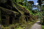 Gunung Kawi (Bali) - Rock-hewn monastic cells of a secondary monastic complex.