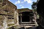 Gunung Kawi (Bali) - Alleged main monastery with rock-hewn monastic cells and a monolith in the middle of yet unknown significance.