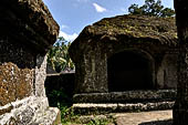 Gunung Kawi (Bali) - Alleged main monastery with rock-hewn monastic cells and a monolith in the middle of yet unknown significance.