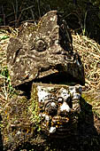 Gunung Kawi (Bali) - Alleged main monastery with rock-hewn monastic cells and a monolith in the middle of yet unknown significance.